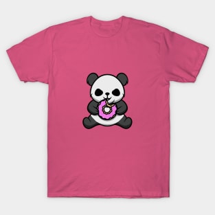 Cute Panda Eating Donut T-Shirt